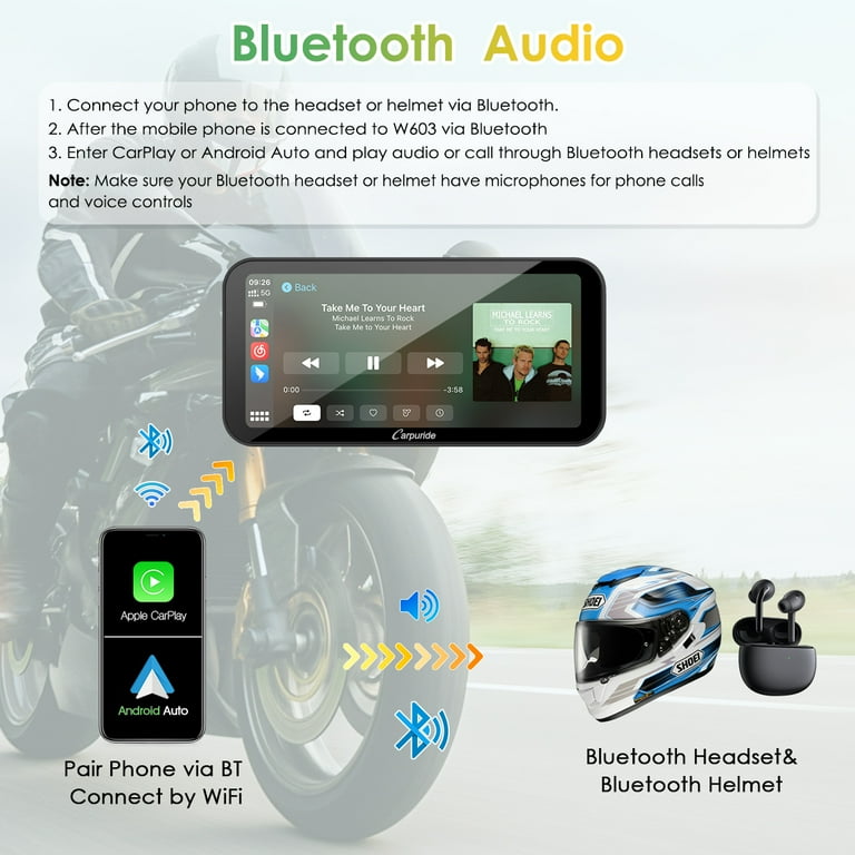 carplay motorcycle helmet MOTOEYE E6+ HUD, Bluetooth, Rearview Camera, and start your navigation journey 5 Inch Motorcycle Carplay/Android Auto