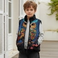 thumbnail image 6 of Xoenoiee Owl Flower Print Boys Sleeveless Vests Jacket Full-Zip Fall Winter Warm Outerwear Lightweight Zip Coats with Pockets for Boys, Size 3T, 6 of 7