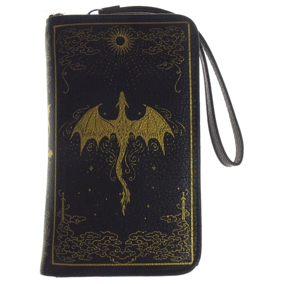 Romantasy Dragon Book Wallet Snap Zipper RFID Blocking Wristlet Gift Purse