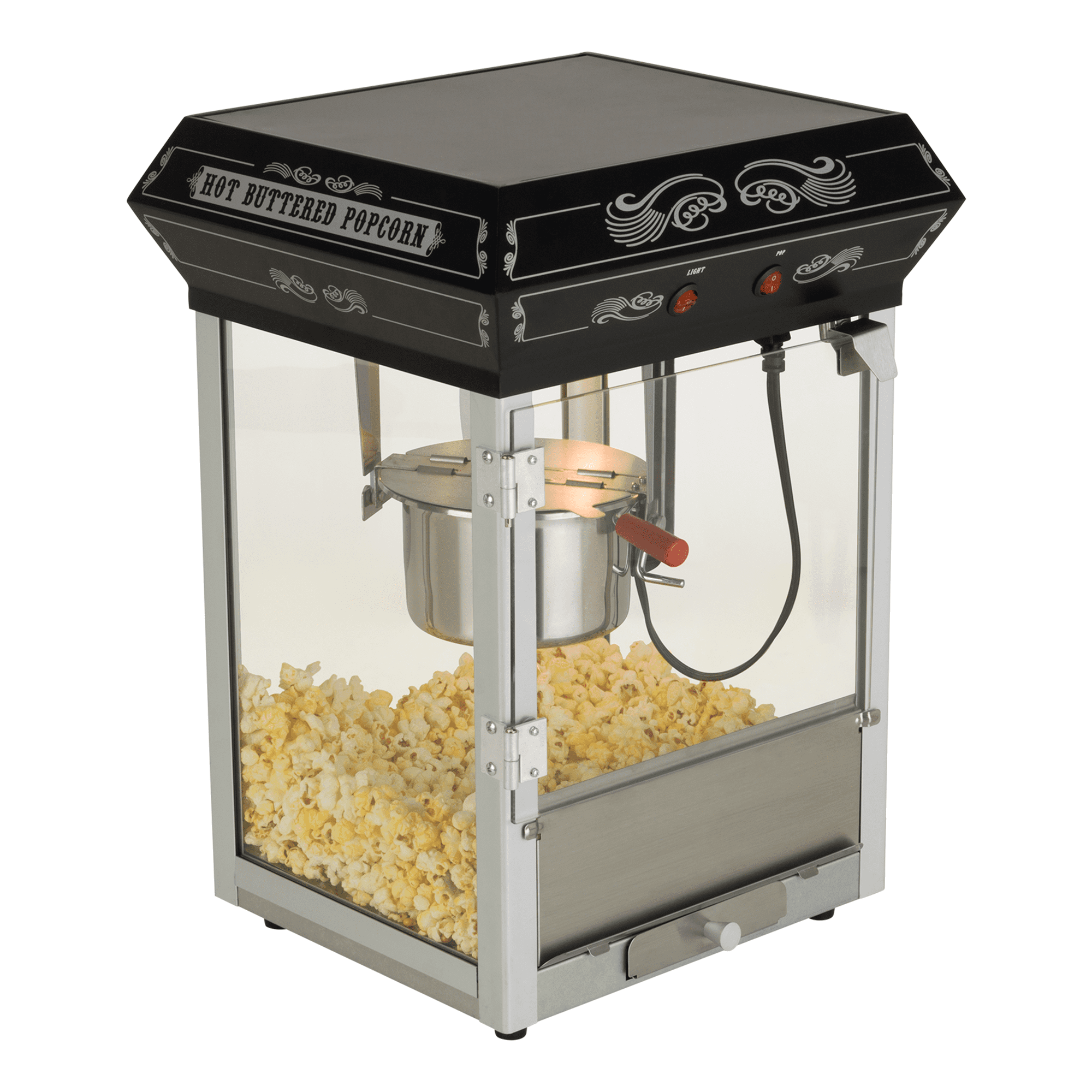 Funtime Sideshow Popper 4-Ounce Hot Oil Popcorn Machine with Cart Black/Silver 