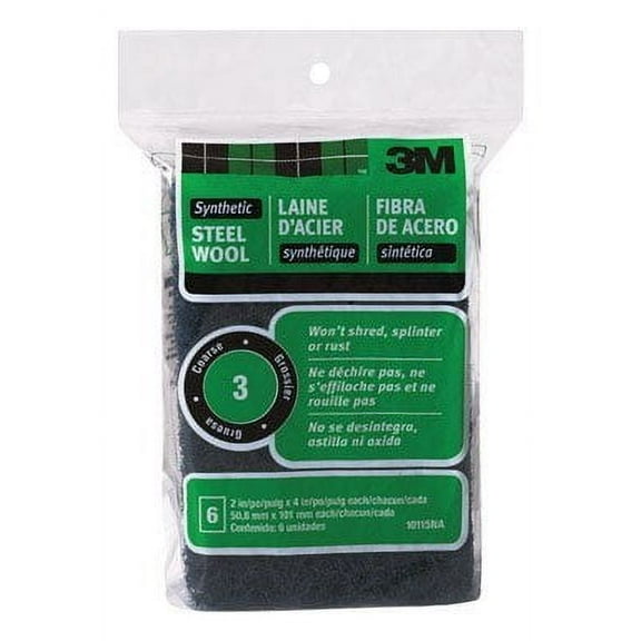 3M 3 Grade Medium Steel Wool Pad 6 pk
