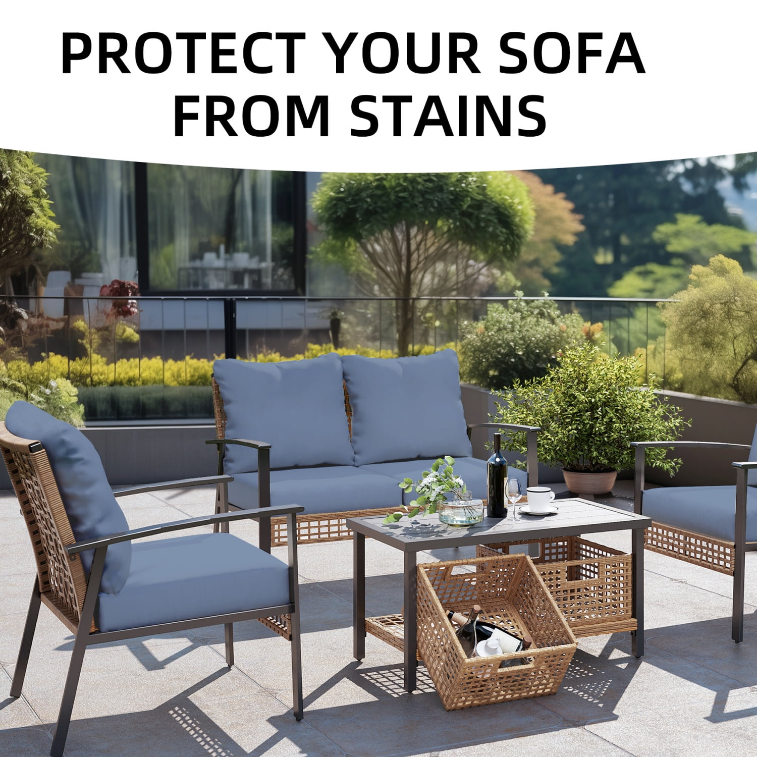 SUKAIKEQA 14PCS Outdoor Cushion Covers Set Replacement for Sofa Sectional Chair(Cover，Only)