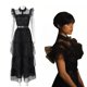 thumbnail image 1 of Conjunto de disfraz de Cosplay de miércoles Addams para niñas de 4 a 9 años, vestido/pelucas para fiesta de Carnaval y Halloween, 1 of 4