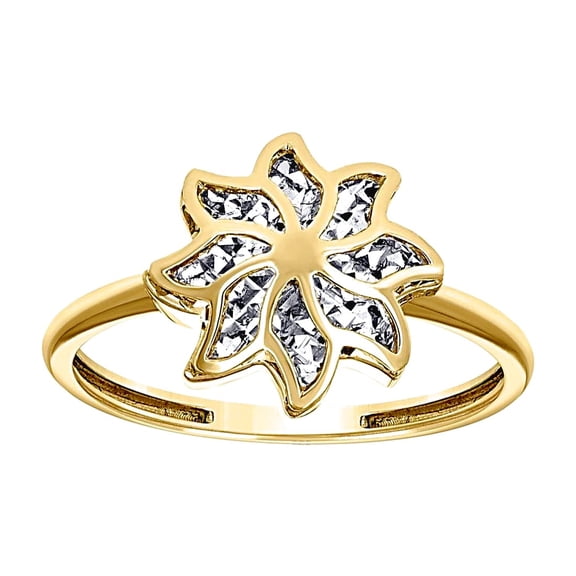 14k Yellow Gold Womens Flower Head Fashion Ring 11.6x1.4mm Wide Ring for Women - 1.8 Grams