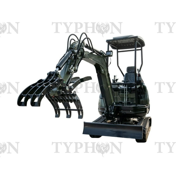 TYPHON Compact Grapple Attachment for 2–3 Ton TERROR XXV Mini Excavator | Wide-Opening Wood Grab
