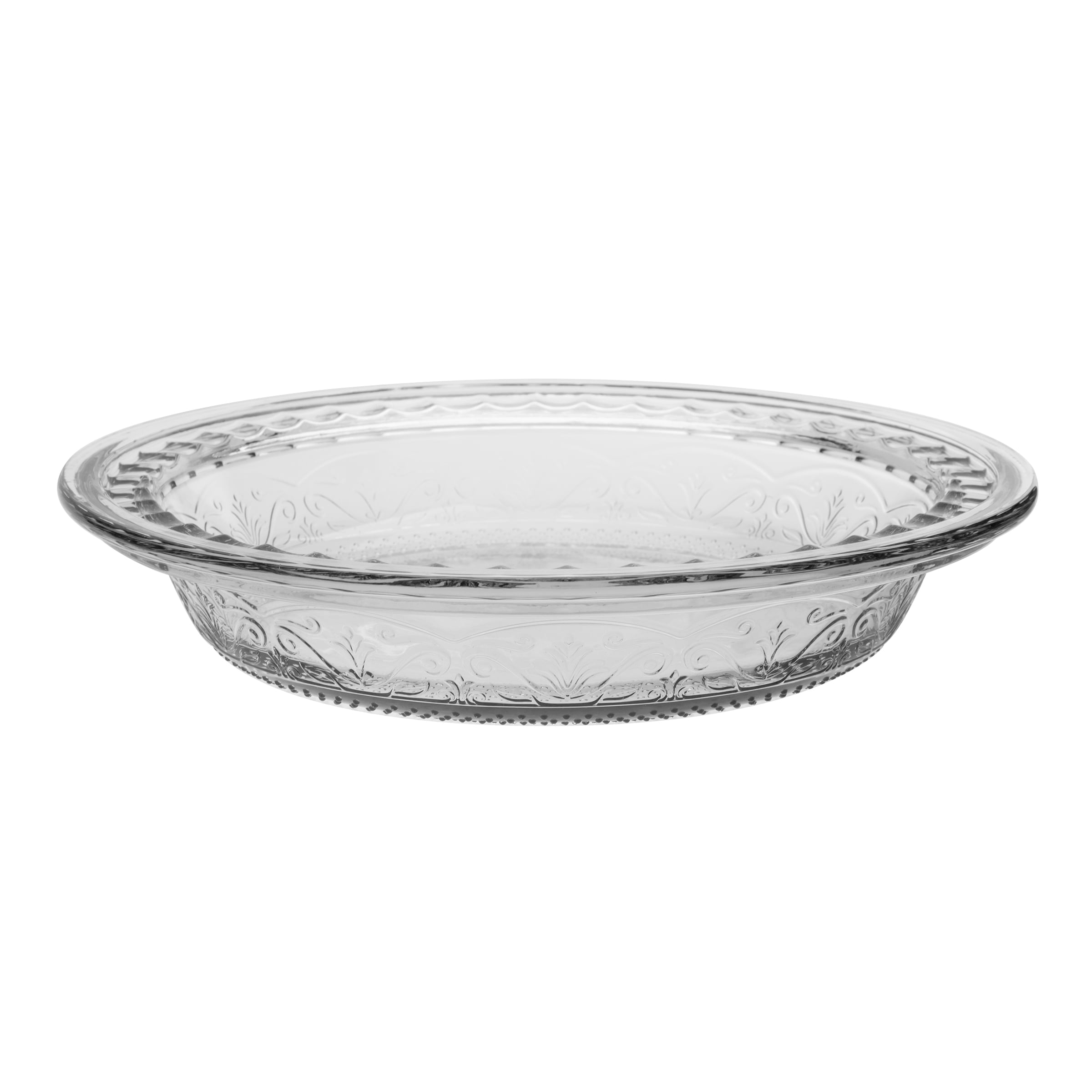 Anchor Hocking Laurel Embossed Clear Pie Dish, 9.5 Inches