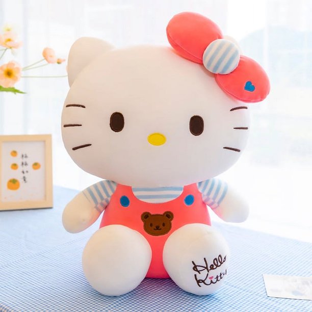 60cm tamaño grande lindo Hello Kt peluche Kawaii Sanrio Kitty muñeco de peluche esponjoso gato Kt Animal relleno juguete chico cumpleaños regalo de Navidad
