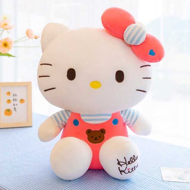 60cm tamaño grande lindo Hello Kt peluche Kawaii Sanrio Kitty muñeco de peluche esponjoso gato Kt Animal relleno juguete chico cumpleaños regalo de Navidad