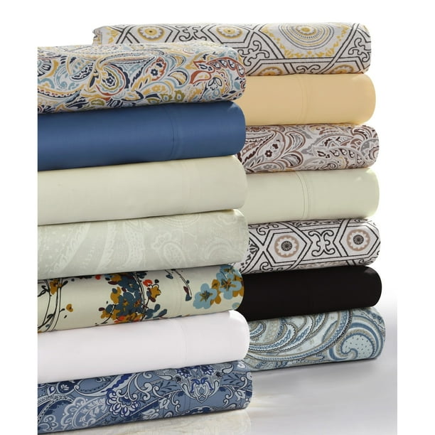 Tribeca Living Solid or Printed 300 Thread Count Cotton Sateen Deep Pocket Bed Sheet Set
