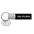 thumbnail image 2 of iPick Image for Ford Flex Black Real Leather Strap Chrome Round Hook Metal Key Chain, Official Licensed, 2 of 4