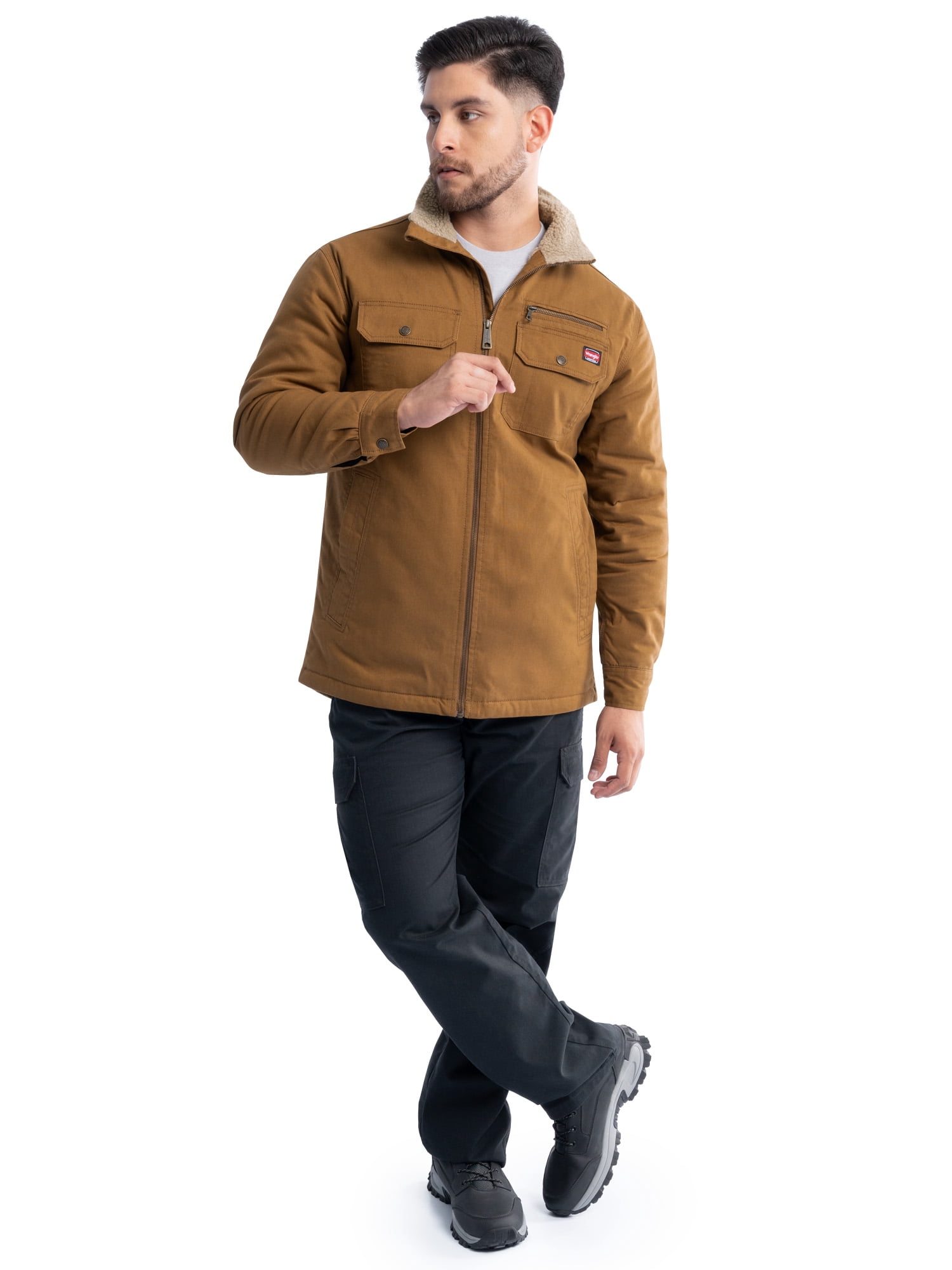 Wrangler Workwear Men's Mock Neck Jacket with Inner Linning Insulating Fabric, Size S-3XL