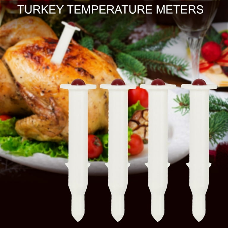 Farfi 4Pcs Turkey Temperature Meters Disposable High-temperature Resistance  Portable Pop-up Picnic Barbecue Thermometers Timers Kitchenware (White)