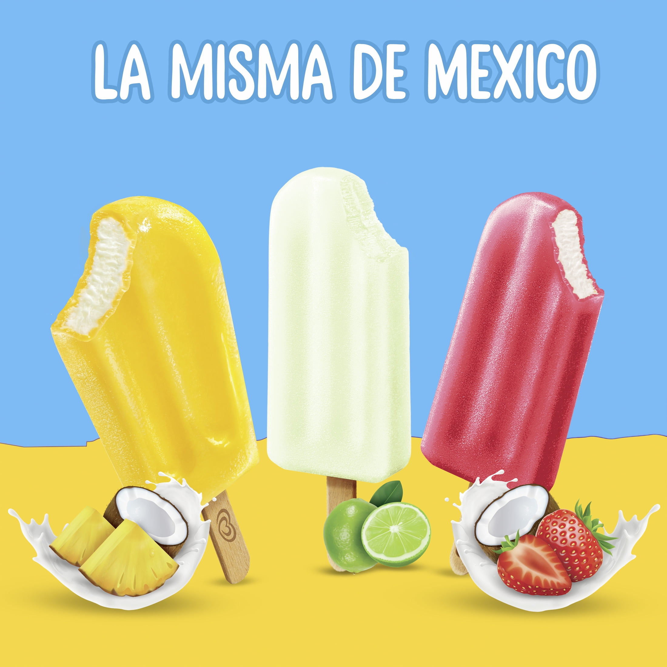 Holanda Chemisse Coconut & Pineapple Mexican Fruit Ice Pops Frozen Dessert, 4 Count
