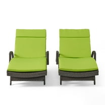 Anthony Outdoor Wicker 3-piece Adjustable Chaise Lounge Set with Cushions, Multibrown and Bright Green