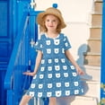 thumbnail image 6 of FORMRS Girls Short Sleeve Dress Summer Casual Round Neck A-line Beach Sundress, Sizes 2T-8T, Blue Polar Bear, 6 of 8