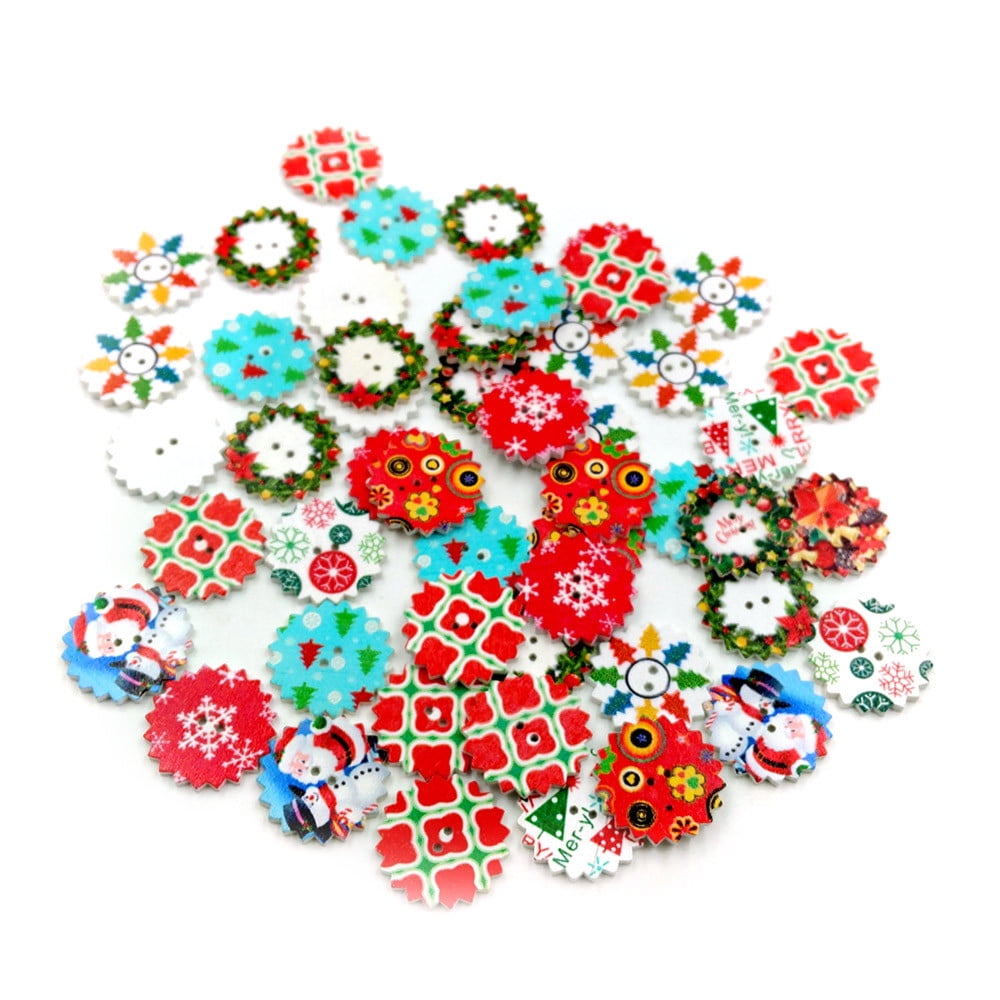 Wooden Flowers buttons Sewing Crafts Mixed color decoration Scrapbooking 25mm