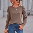 thumbnail image 4 of Samickarr Pullover Sweaters For Women Fall Sweatshirt Tunic Tops For Women To Wear With Leggings Women Casual Long Sleeve Solid Lightweight Round Neck Folded Tunic Tops, 4 of 8
