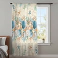 thumbnail image 3 of Beach Coastal Beige Sheer Curtains 45 Inches Long, Nautical Shell Starfish Coral Summer Light Filering Curtains, Breathable Simi Curtain Privacy Drapes for Kitchen Bathroom Small Window Treatment, 3 of 9