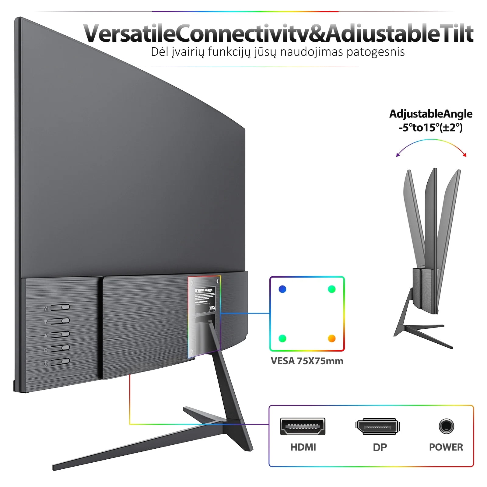 Gawfolk 24-Inch Curved Gaming Monitor 120Hz Full HD 1080P Built-In Speakers Tilt Adjustable