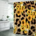 thumbnail image 2 of Sunflower Shower Curtain Brown Leopard Cheetah Skin Print Mix Sunflower Blossoming Creative Funny Rustic Art Bathroom Decor Fabric Curtain with plastic hooks, 2 of 3