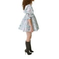 thumbnail image 6 of Gzhioc Female Short Dress, Solid Color Square Neck Short Puff Sleeve Low-Cut One-Piece for Summer,S/M/L/XL/XXL, 6 of 9