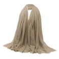 thumbnail image 3 of Soft Long Scarf for Women Plain Pleated Shawl Hijab Jewish Head Shawl Headscarf Headwrap Light Brown, 3 of 7
