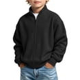 thumbnail image 2 of BXJX Boys Zip up Sweatshirts, Long Sleeve Waffle Knit Casual Stand up Collar Jackets for Spring Fall Black Size 3-4 T, 2 of 9