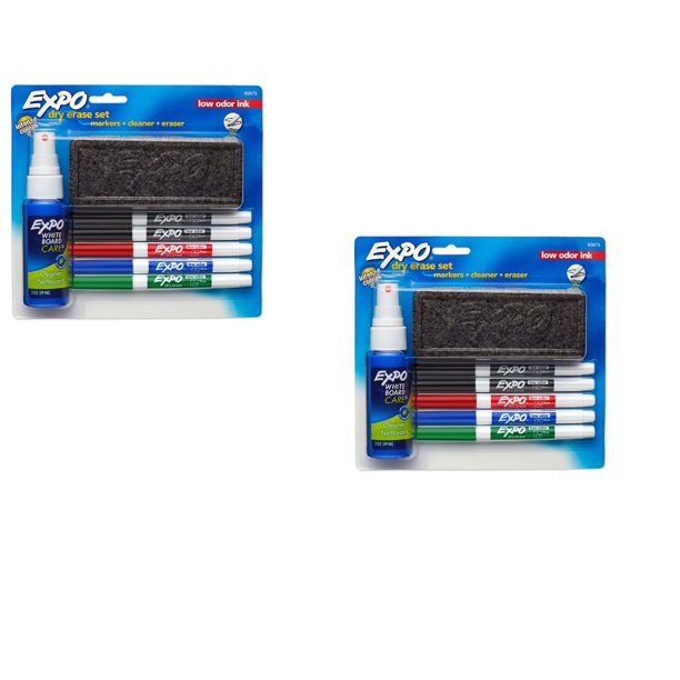 Expo Dry Erase Marker Starter Set, Fine Tip, Assorted Colors, 7Piece