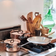 Mauviel Copper & Stainless Curved Splayed Saute Pan w/ Lid - 1.7 Qt