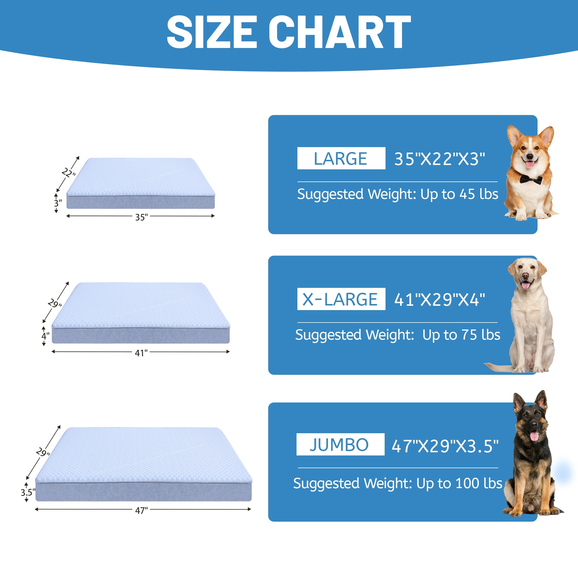 Wataniya Cooling Memory Foam Dog Bed for Large Dogs, Washable Cover Orthopedic Pet Bed