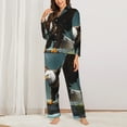 thumbnail image 2 of Lsque Forest River Bald Eagle Pattern Long Sleeve Pajama Set for Women - Soft 2-Piece Sleepwear and Loungewear Set with Pockets, Comfy Nightwear-Small, 2 of 7