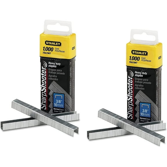 Stanley SharpShooter Staples TRA706T Heavy-Duty - 3/8 Inch Leg Length - Pack of 2, 1000/Box
