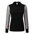thumbnail image 4 of Blusas Termicas Gibobby para mujer con panel de encaje Polka Dot mangas de malla Volantes Cuello falso XXL, 4 of 4