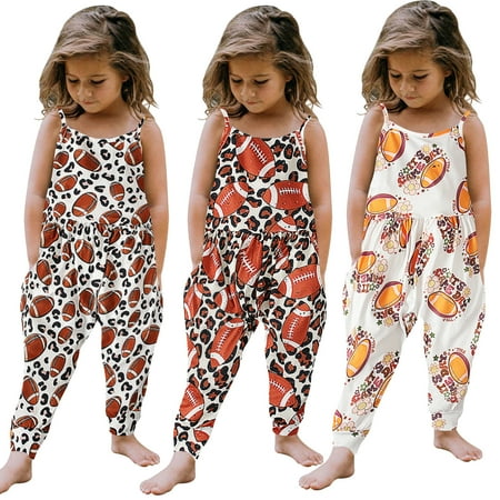 

Elainilye Fashion Toddler Kids Girls Jumpsuit Summer Cute Rugby Print Suspenders Romper Jumpsuit Sizes 1-5Y