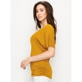thumbnail image 5 of Made by Johnny V Neck Short Sleeve Dolman Top with Side Shirring XXXL MUSTARD, 5 of 6