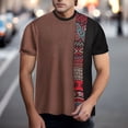 thumbnail image 2 of XIYON Father's Day Men's T Shirt Short Sleeve Round Neck Color Block Summer Loose Fit Fashion Tee Top For Casual Daily Wear,Red,XL, 2 of 4