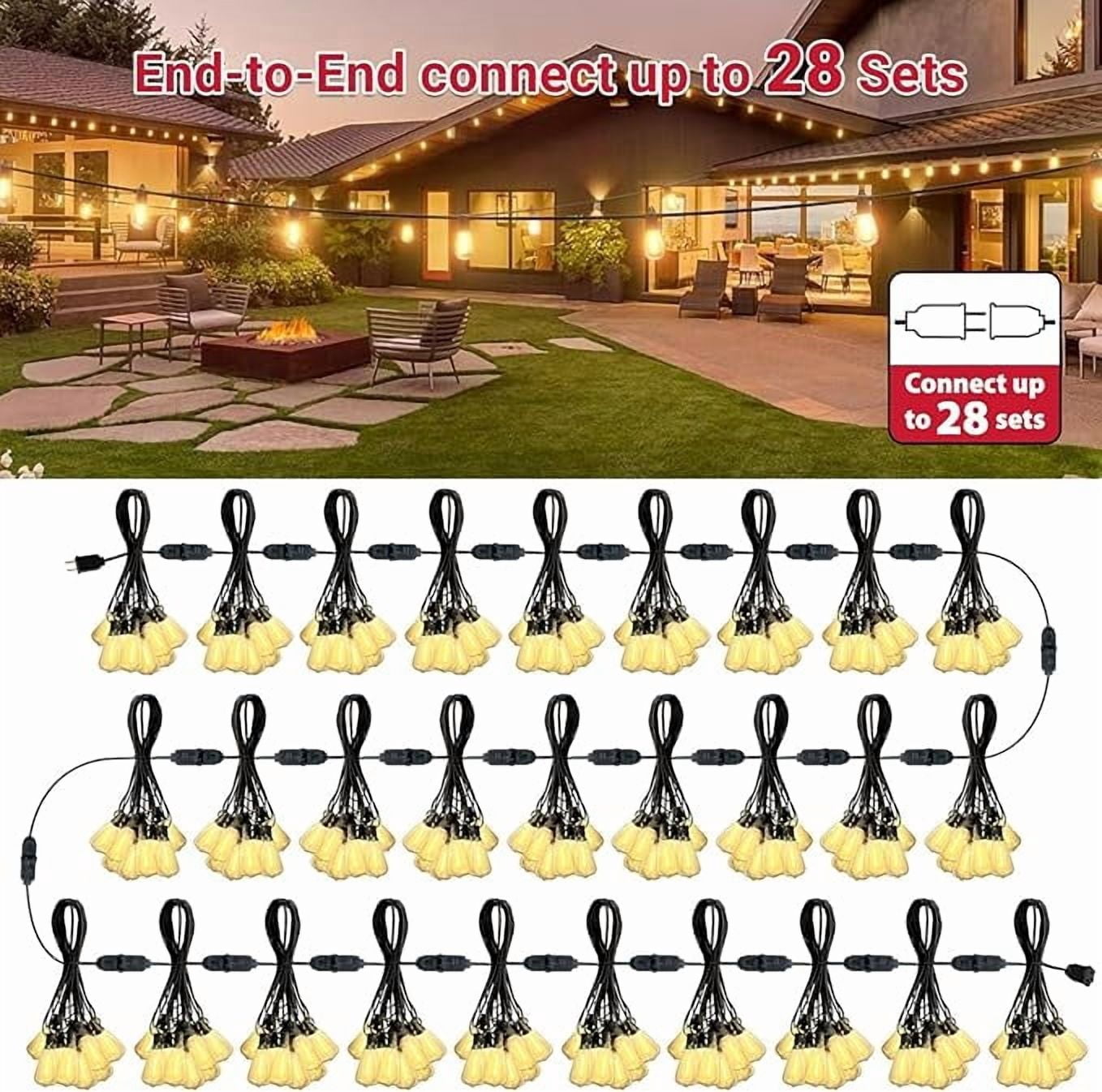 4-Pack 51FT Outdoor Waterproof String Lights, 25+2 Shatterproof Vintage Edison Bulbs, Connectable Design for Backyard, Porch, Balcony & Holiday Decor
