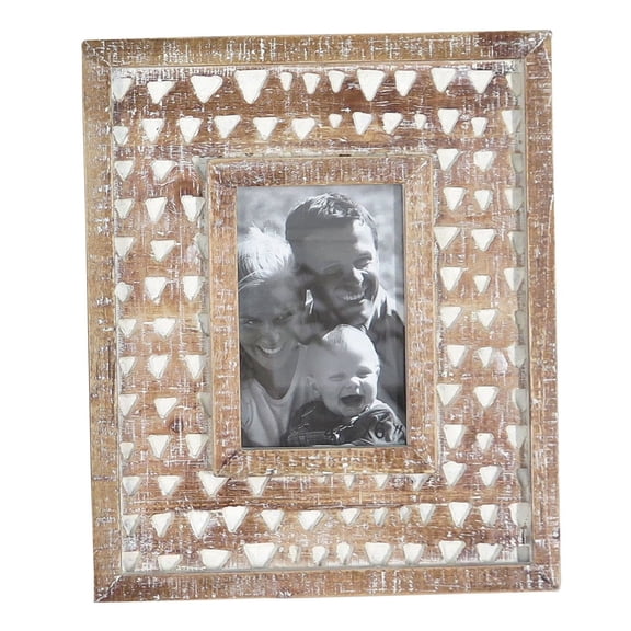 Foreside Home & Garden 4 x 6 Inch Whitewash Wood Picture Frame – Natural Rustic Décor