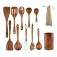 thumbnail image 2 of Pala de madera larga de teca Pala de madera antiadherente para cocinar Utensilios de cocina para saltear Juego de palas de madera, 2 of 6