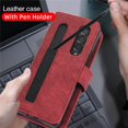 thumbnail image 2 of Samsung Galaxy Z Fold 4 Case Leather Wallet with S Pen Holder Card Slot Kickstand Z Fold 4 Wallet case Shockproof Full Cover Flip Leather case for Z Fold 4 (Red), 2 of 15