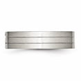 thumbnail image 3 of Stainless Steel Brushed Grooved Three CZ Ring, 3 of 7