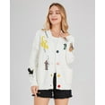 thumbnail image 2 of utcoco Womens Graffiti style Embroidery Cardigan Long Sleeve Sweaters, 2 of 4