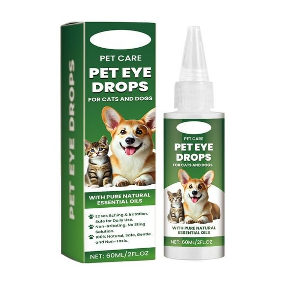 Dog & Cat Eye Drops – Tear Stain Remover for Pets with Red, Itchy Eyes | Gentle Eye Wash Solution for Tear Secretion Control – 60Ml Safe Formula for Daily Use