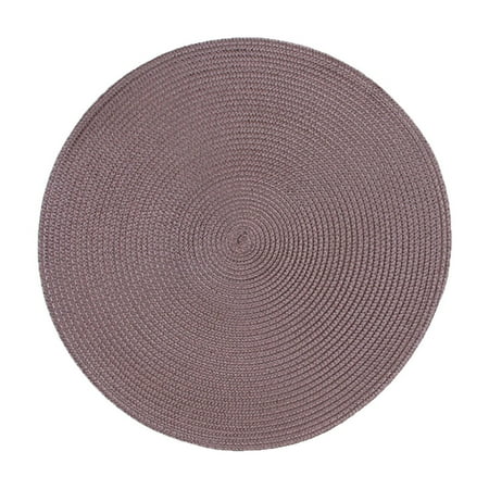 

14.96Inch Diameter Woven Table Mat and Place Mat Round Shape Household Oil-Proof and Waterproof Heat Insulation Pad Cotton Yarn and Ramie Design for Home Office(Red Brown)