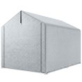 thumbnail image 1 of 7' x 5' Portable Outdoor Storage Shed, Waterproof PE Fabric Bike Tent with Galvanized Steel Frame, Roll-up Door, Light Grey Garden Tent for Patio, Backyard, and Garage, 1 of 7