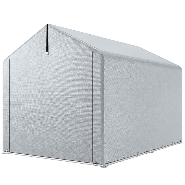 7' x 5' Portable Outdoor Storage Shed, Waterproof PE Fabric Bike Tent with Galvanized Steel Frame, Roll-up Door, Light Grey Garden Tent for Patio, Backyard, and Garage