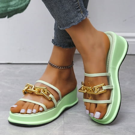 

Binmer Women s High Heels Thick Sole Casual Vacation Open Toe Flat Beach Sandals Slippers