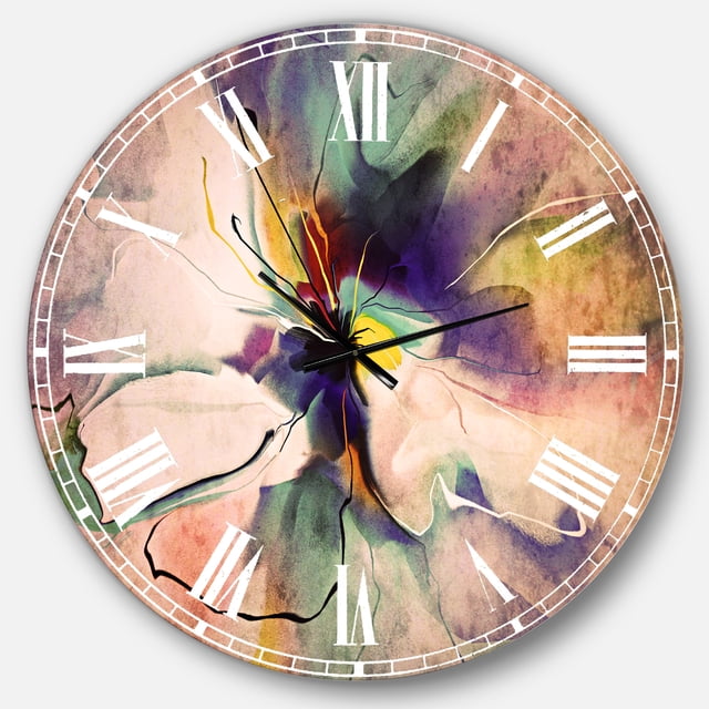 Designart 'Abstract Creative Blue Flower ' Modern wall clock