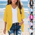 thumbnail image 1 of Girls Cardigans Beach Cover ups Swimwear Puff Sleeve Loose Casual Summer Tops, 1 of 4