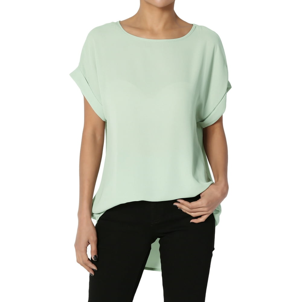 TheMogan TheMogan Women's S3XL Cuffed Dolman Short Sleeve Loose